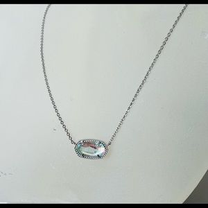 Kendra Scott Elisa Dichroic Glass pendant necklace in silver color